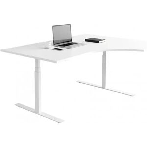 Direkt Interiör Bureau d'angle fixe, plusieurs choix de supports et de plateaux, Taille 180x120 cm, Base  Blanc, Couleur Blanc