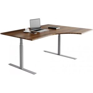 Direkt Interiör Bureau d'angle fixe, plusieurs choix de supports et de plateaux, Taille 200x120 cm, Base  Argent, Couleur Noyer