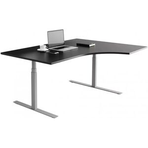 Direkt Interiör Bureau d'angle fixe, plusieurs choix de supports et de plateaux, Taille 180x120 cm, Base  Argent, Couleur Noir