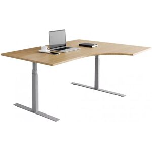 Direkt Interiör Bureau d'angle fixe, plusieurs choix de supports et de plateaux, Taille 180x120 cm, Base  Argent, Couleur Chene