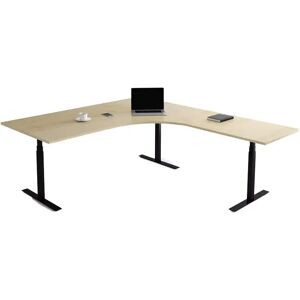 Direkt Interiör Bureau d'angle fixe, plusieurs choix de supports et de plateaux, Taille 160 x 200 cm, Plateau Bouleau, Pied Noir