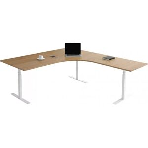 Direkt Interiör Bureau d'angle fixe, plusieurs choix de supports et de plateaux, Taille 200 x 200 cm, Plateau Chene, Pied Blanc