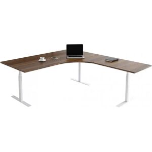 Direkt Interiör Bureau d'angle fixe, plusieurs choix de supports et de plateaux, Taille 200 x 200 cm, Plateau Noyer, Pied Blanc