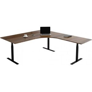 Direkt Interiör Bureau d'angle fixe, plusieurs choix de supports et de plateaux, Taille 200 x 200 cm, Plateau Noyer, Pied Noir