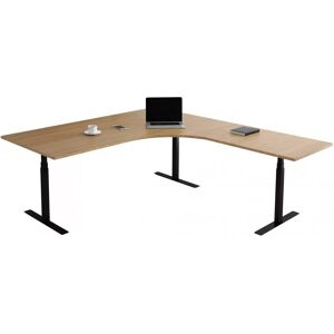 Direkt Interiör Bureau d'angle fixe, plusieurs choix de supports et de plateaux, Taille 200 x 200 cm, Plateau Chene, Pied Noir