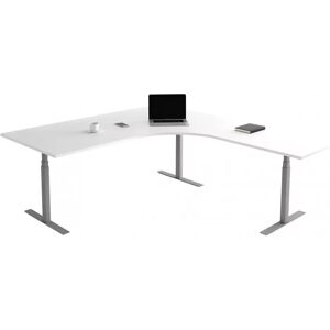 Direkt Interiör Bureau d'angle fixe, plusieurs choix de supports et de plateaux, Taille 200 x 200 cm, Plateau Blanc, Pied Silver