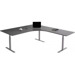 Direkt Interiör Bureau d'angle fixe, plusieurs choix de supports et de plateaux, Taille 160 x 200 cm, Plateau Gris fonce, Pied Silver