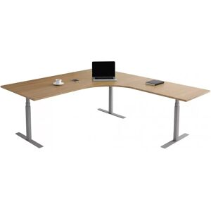 Direkt Interiör Bureau d'angle fixe, plusieurs choix de supports et de plateaux, Taille 180 x 200 cm, Plateau Chene, Pied Silver