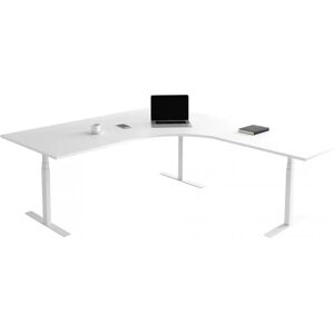 Direkt Interiör Bureau d'angle fixe, plusieurs choix de supports et de plateaux, Taille 160 x 200 cm, Plateau Blanc, Pied Blanc