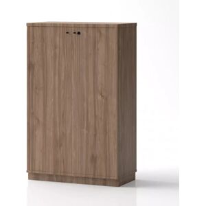 Brizley of Scandinavia Armoire de rangement de bureau Crito - 2 portes, 3 etageres, Base  Base, Couleur Noyer, Verrou Avec