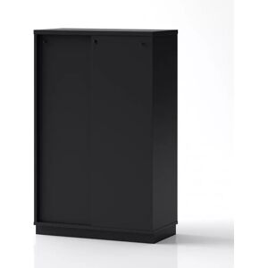 Brizley of Scandinavia Armoire de rangement de bureau Crito - 2 portes coulissantes, 3 etageres, Couleur Noir, Verrou Avec, Base  Base