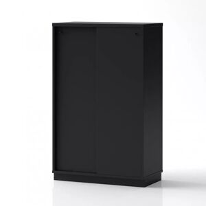 Brizley of Scandinavia Armoire de rangement de bureau Crito - 2 portes coulissantes, 3 etageres, Couleur Noir, Verrou Sans, Base  Base