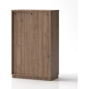 Brizley of Scandinavia Armoire de rangement de bureau Crito - 2 portes coulissantes, 3 etageres, Couleur Noyer, Verrou Avec, Base  Base