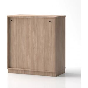 Brizley of Scandinavia Armoire de rangement de bureau Crito - 2 portes coulissantes, 2 etageres, Base  Base, Couleur Chene, Verrou Sans