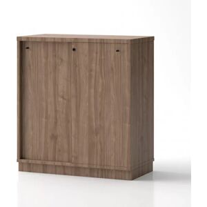 Brizley of Scandinavia Armoire de rangement de bureau Crito - 2 portes coulissantes, 2 etageres, Couleur Noyer, Verrou Avec, Base  Base