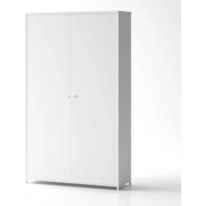 Brizley of Scandinavia Armoire de rangement de bureau Crito Extra Large - 2 portes, 5 etageres, Base  Base en metal sur pieds, Couleur Blanc, Verrou Avec