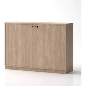 Brizley of Scandinavia Armoire de rangement de bureau Crito Extra Large - 2 portes, 2 etageres, Couleur Chene, Verrou Avec, Base  Base