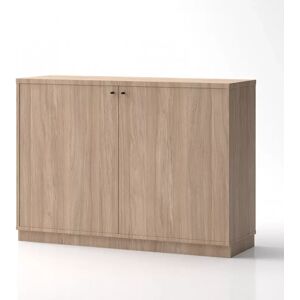 Brizley of Scandinavia Armoire de rangement de bureau Crito Extra Large - 2 portes, 2 etageres, Couleur Chene, Verrou Sans, Base  Base