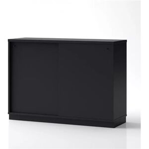 Brizley of Scandinavia Armoire de rangement de bureau Crito Extra Large - 2 portes, 2 etageres, Base  Base, Couleur Noir, Verrou Avec