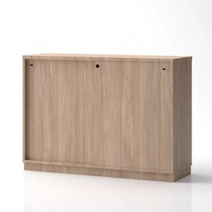 Brizley of Scandinavia Armoire de rangement de bureau Crito Extra Large - 2 portes coulissantes, 2 etageres, Couleur Chene, Verrou Avec, Base  Base