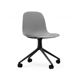 Normann Copenhagen Chaise de bureau Form - Pivotante, 4 roulettes, Couleur Gris, Structure / Pieds Aluminium noir