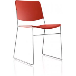 Fornasarig Chaise Link 60X, Couleur Cadre Eco-Chrome / Siege Rouge corail