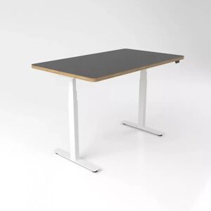 Brizley of Scandinavia Bureau assis debout Premium Plus - Linoleum, 120x70 cm, Pieds Blanc, Couleur Nero 4023