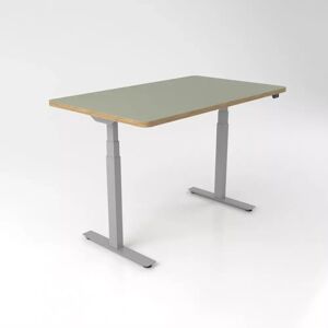 Brizley of Scandinavia Bureau assis debout Premium Plus - Linoleum, 120x70 cm, Pieds Argent, Couleur Olive 4184