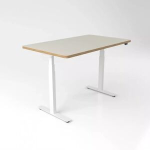 Brizley of Scandinavia Bureau assis debout Premium Plus - Linoleum, 120x70 cm, Pieds Blanc, Couleur Pepple 4175