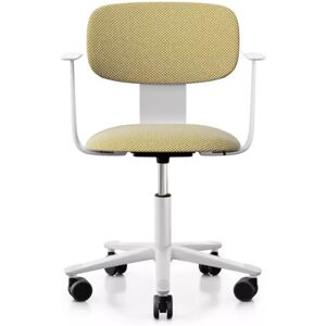 Hag Siege de bureau Tion 2160 Assise et dossier tapisses Couleur Base White Sisu Yellow White Accoudoirs Avec