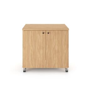 Brizley of Scandinavia Bureau/armoire Point Swing reglable en hauteur avec porte a charnieres, Couleur Chene