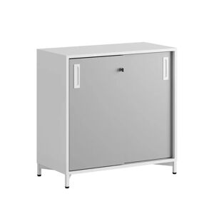 Smålandsmöbler Armoire a portes coulissantes - 80x80 cm, Pietement Pieds metalliques, Caisson / Portes Blanc / Gris, Monte Non