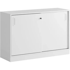 Smålandsmöbler Armoire a portes coulissantes - 120x80 cm, Pietement Plinthe, Caisson / Portes Blanc / Blanc, Monte Non