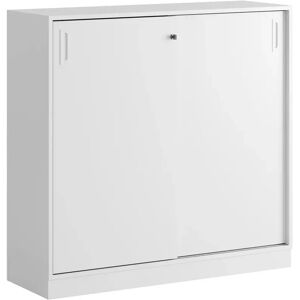 Smålandsmöbler Armoire a portes coulissantes - 120x115 cm, Pietement Plinthe, Caisson / Portes Blanc / Blanc, Monte Non