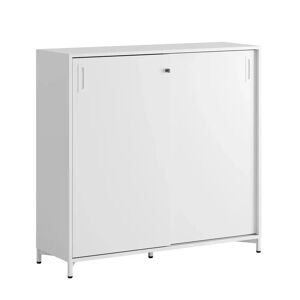 Smålandsmöbler Armoire a portes coulissantes - 120x115 cm, Pietement Pieds metalliques, Caisson / Portes Blanc / Blanc, Monte Non