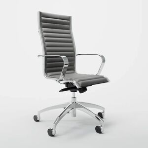 Italian furniture Chaise de conference Origami IN - Dossier haut, Revetement Similicuir gris fonce (257)