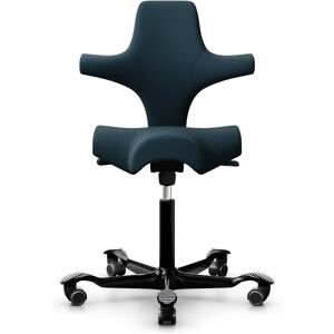 HÅG Capisco 8106 - Chaise ergonomique, Couleur Bleu fonce Tissu Xtreme (SC66194), Pietement  Noir, Verin 265 mm, Repose-pieds Sans