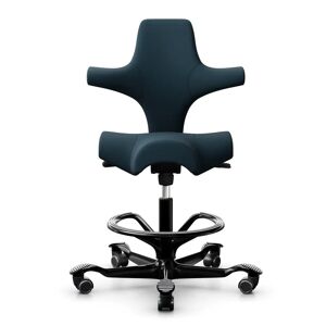 HÅG Capisco 8106 - Chaise ergonomique, Couleur Bleu fonce Tissu Xtreme (SC66194), Pietement  Noir, Verin 200 mm, Repose-pieds Avec