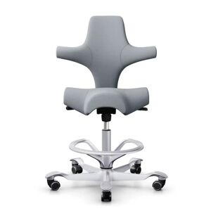 HÅG Capisco 8106 - Chaise ergonomique, Couleur Gris clair (SC60139), Pietement   Argente, Verin 200 mm, Repose-pieds Avec