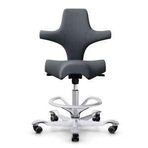 HÅG Capisco 8106 - Chaise ergonomique, Couleur Gris fonce Tissu Xtreme (SC60003), Pietement   Argente, Verin 200 mm, Repose-pieds Avec