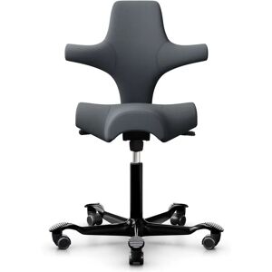 HÅG Capisco 8106 - Chaise ergonomique, Couleur Gris fonce Tissu Xtreme (SC60003), Pietement  Noir, Verin 200 mm, Repose-pieds Sans