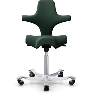 HAG Capisco 8106 Chaise ergonomique Couleur Vert fonce Tissu Xtreme SC68209 Pietement Silver Verin 265 mm Repose pieds Sans