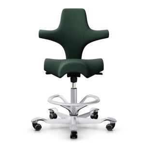 HAG Capisco 8106 Chaise ergonomique Couleur Vert fonce Tissu Xtreme SC68209 Pietement Silver Verin 265 mm Repose pieds Avec