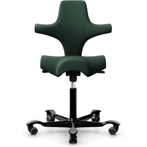 HÅG Capisco 8106 - Chaise ergonomique, Couleur Vert fonce Tissu Xtreme (SC68209), Pietement  Noir, Verin 200 mm, Repose-pieds Sans