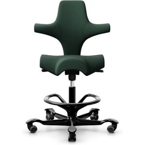 HAG Capisco 8106 Chaise ergonomique Couleur Vert fonce Tissu Xtreme SC68209 Pietement Noir Verin 265 mm Repose pieds Avec