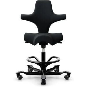 HÅG Capisco 8106 - Chaise ergonomique, Couleur Noir (SC60999), Pietement  Noir, Verin 265 mm, Repose-pieds Avec