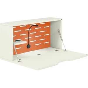 Bureau mural Hideaway, Pietement Blanc, Couleur Bisley Orange