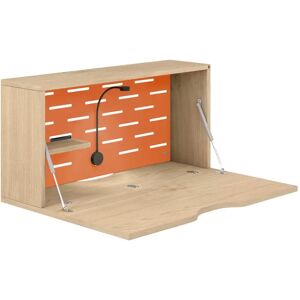 Bureau mural Hideaway, Pietement Chene, Couleur Bisley Orange