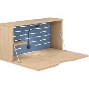 Bureau mural Hideaway, Pietement Chene, Couleur Bisley Blue