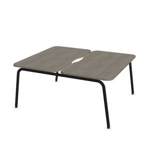 Narbutas Bureau bench Round - 2 postes de travail, Finition Black / Grey Wood, Largeur 120 cm